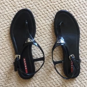 Patent leather black Prada sandals